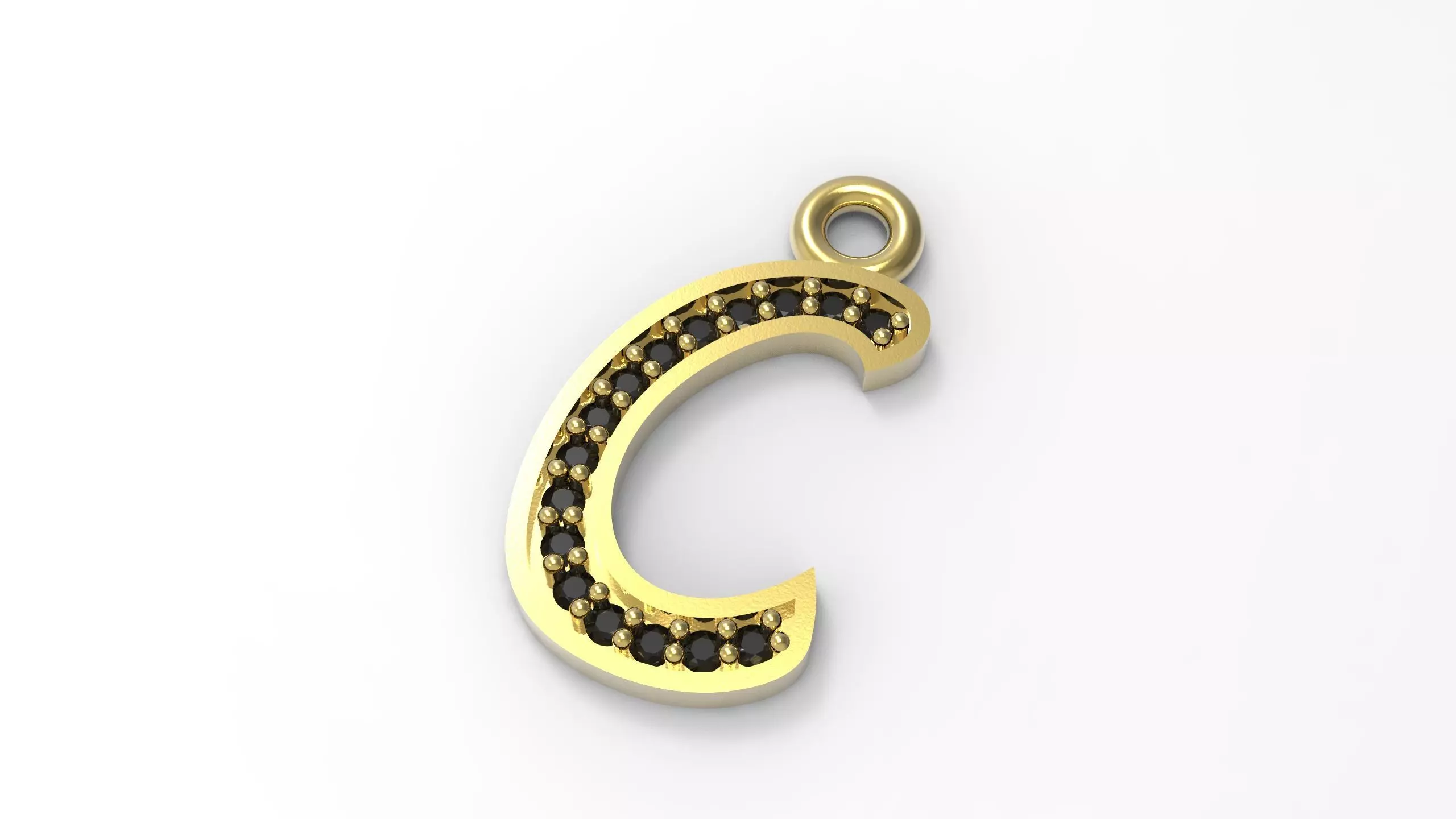 Alphabets Big C Letter Pendant 3D print model_0