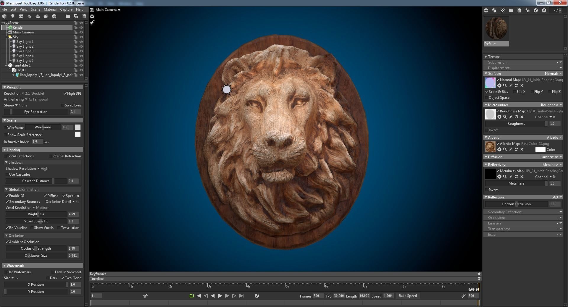 Lion Head -Wooden Relief Low-poly 3D model_11