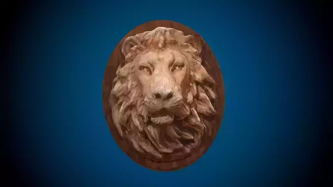 Lion Head -Wooden Relief