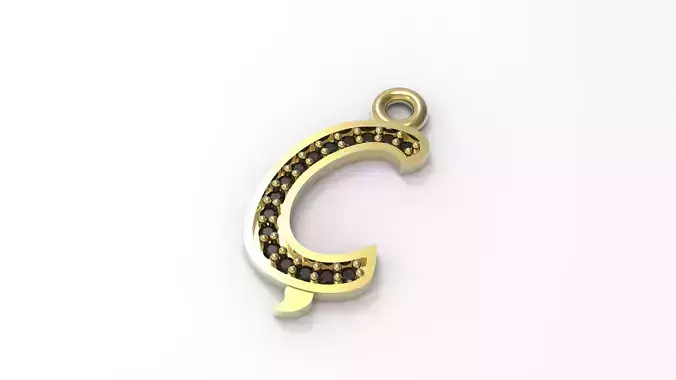 Alphabets Big Turkish C Letter Pendant