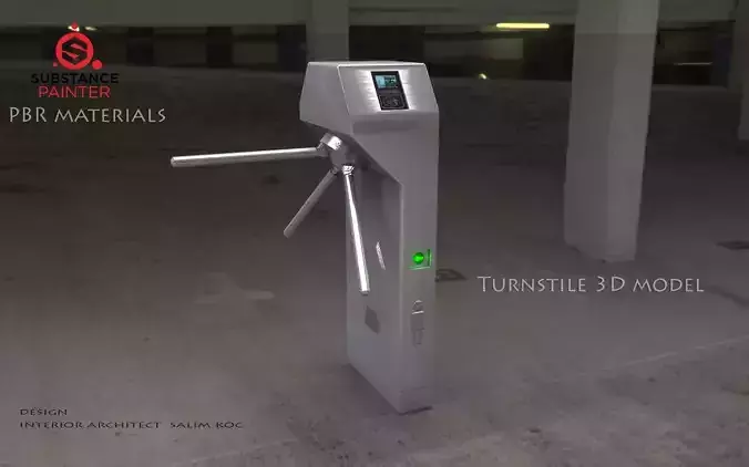 Turnstile 3D model turntable with handle Low-poly 3D model