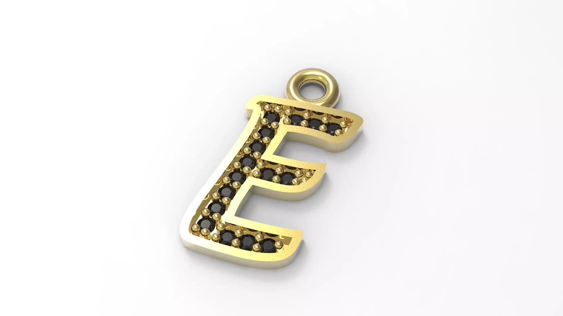 Alphabets Big E Letter Pendant 3D print model_0