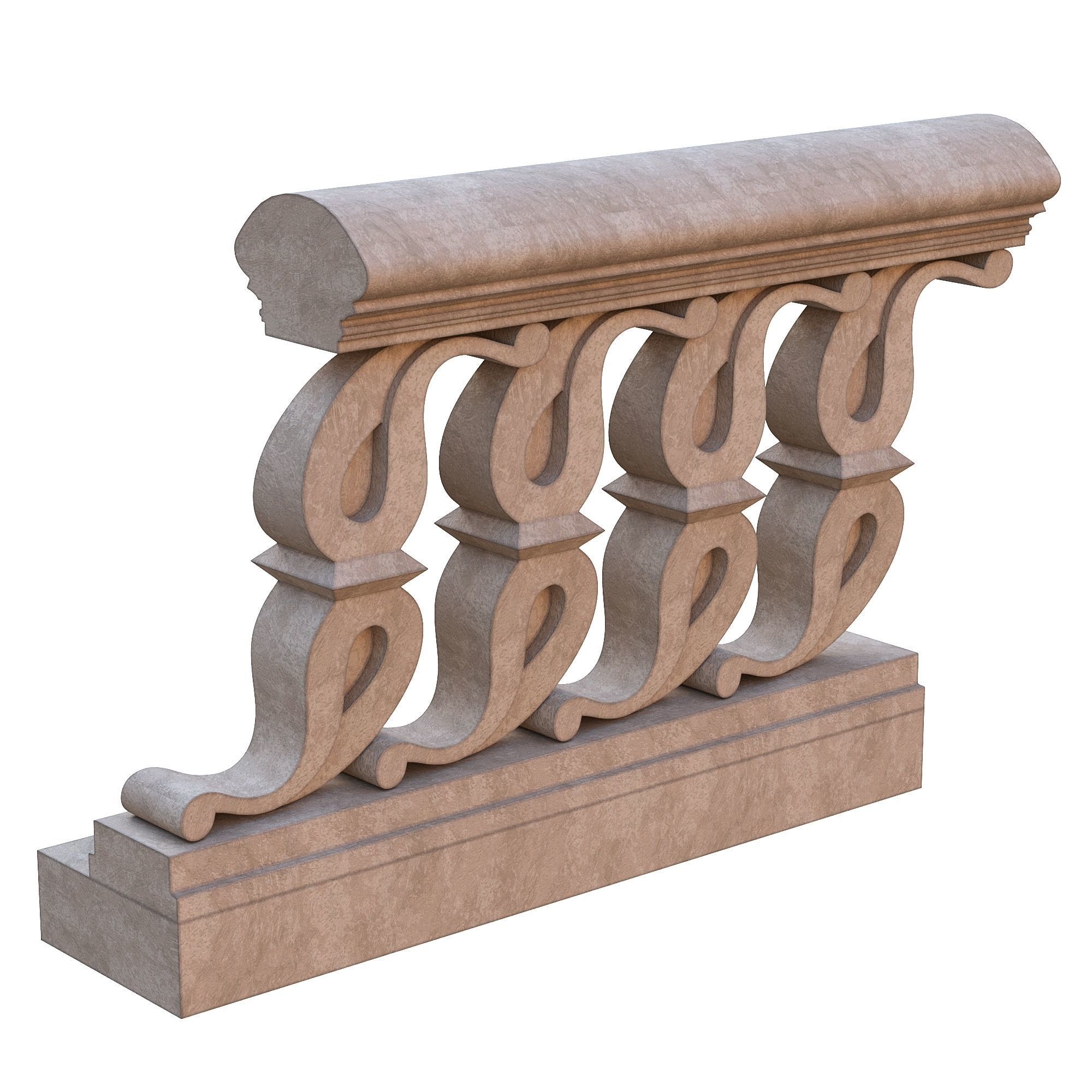 Stone balustrade 02 3D model_1