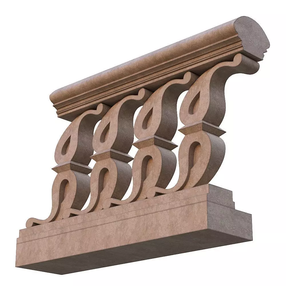 Stone balustrade 02 3D model_0