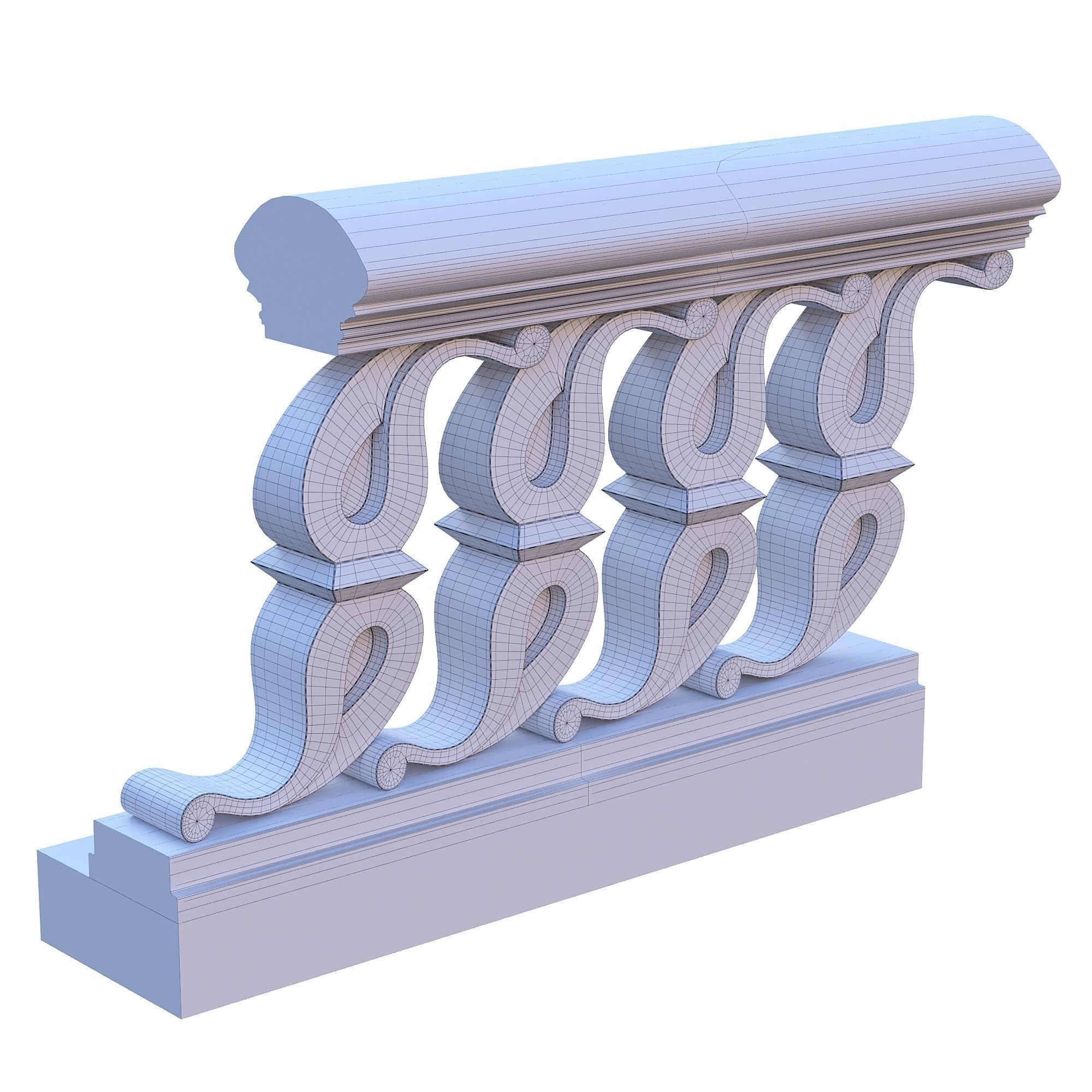 Stone balustrade 02 3D model_5