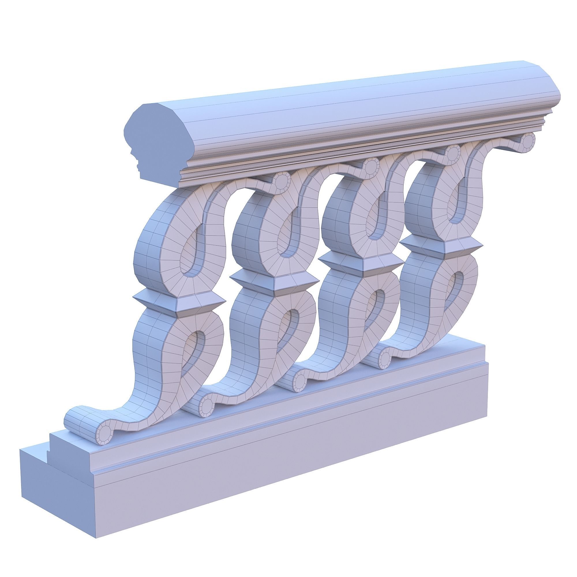 Stone balustrade 02 3D model_4