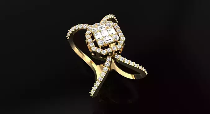 AR-DIAX-Z002 diamond ring gold 3D print model