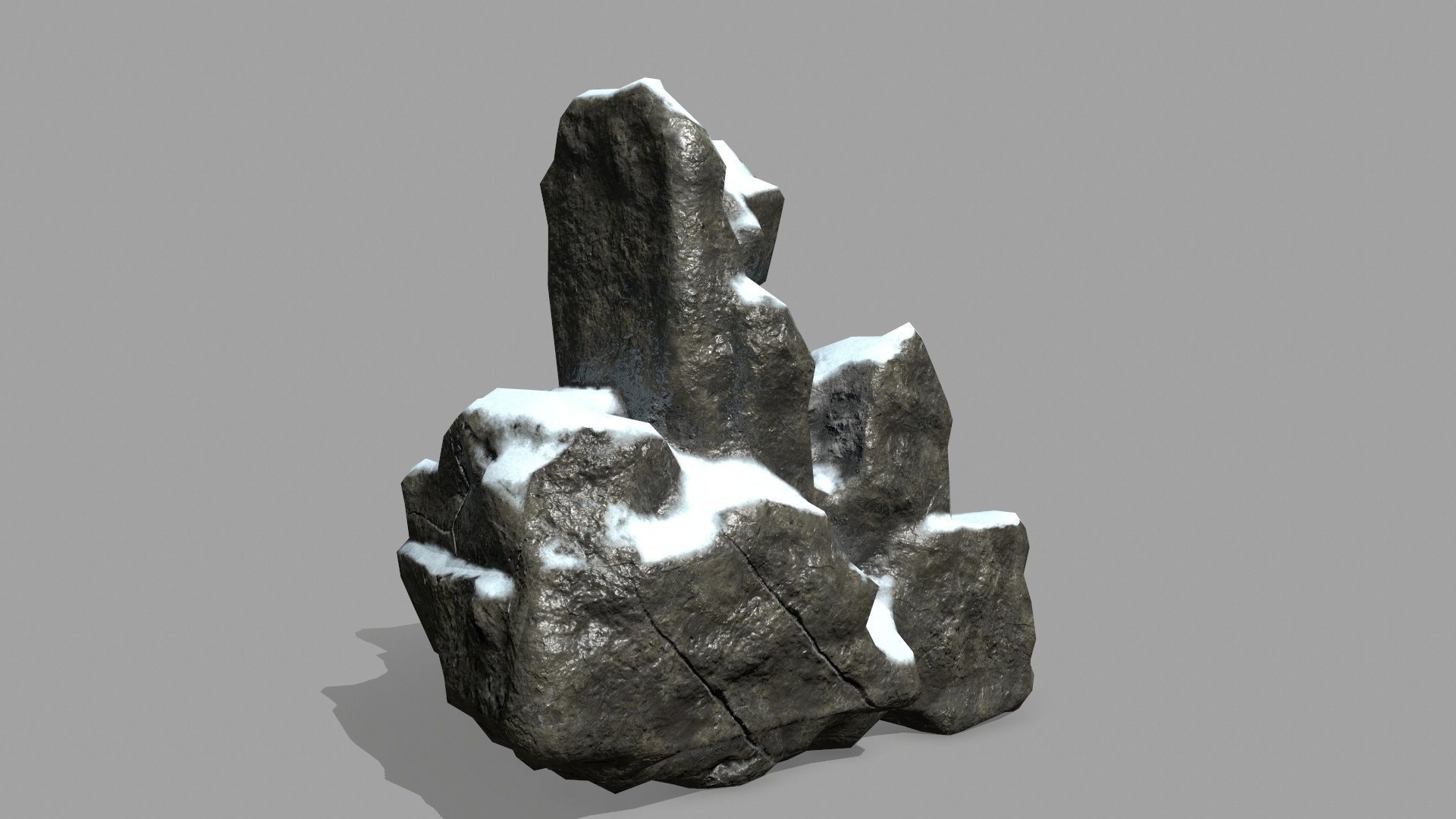 Rock Set with snow Low-poly 3D model_11