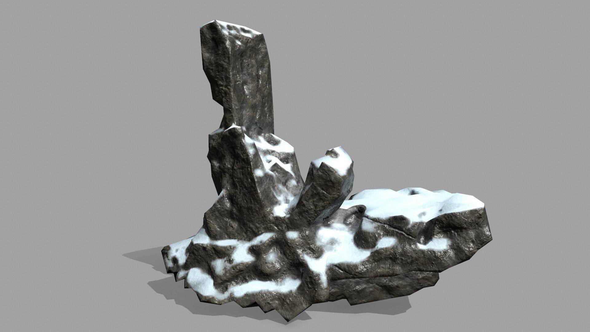 Rock Set with snow Low-poly 3D model_4