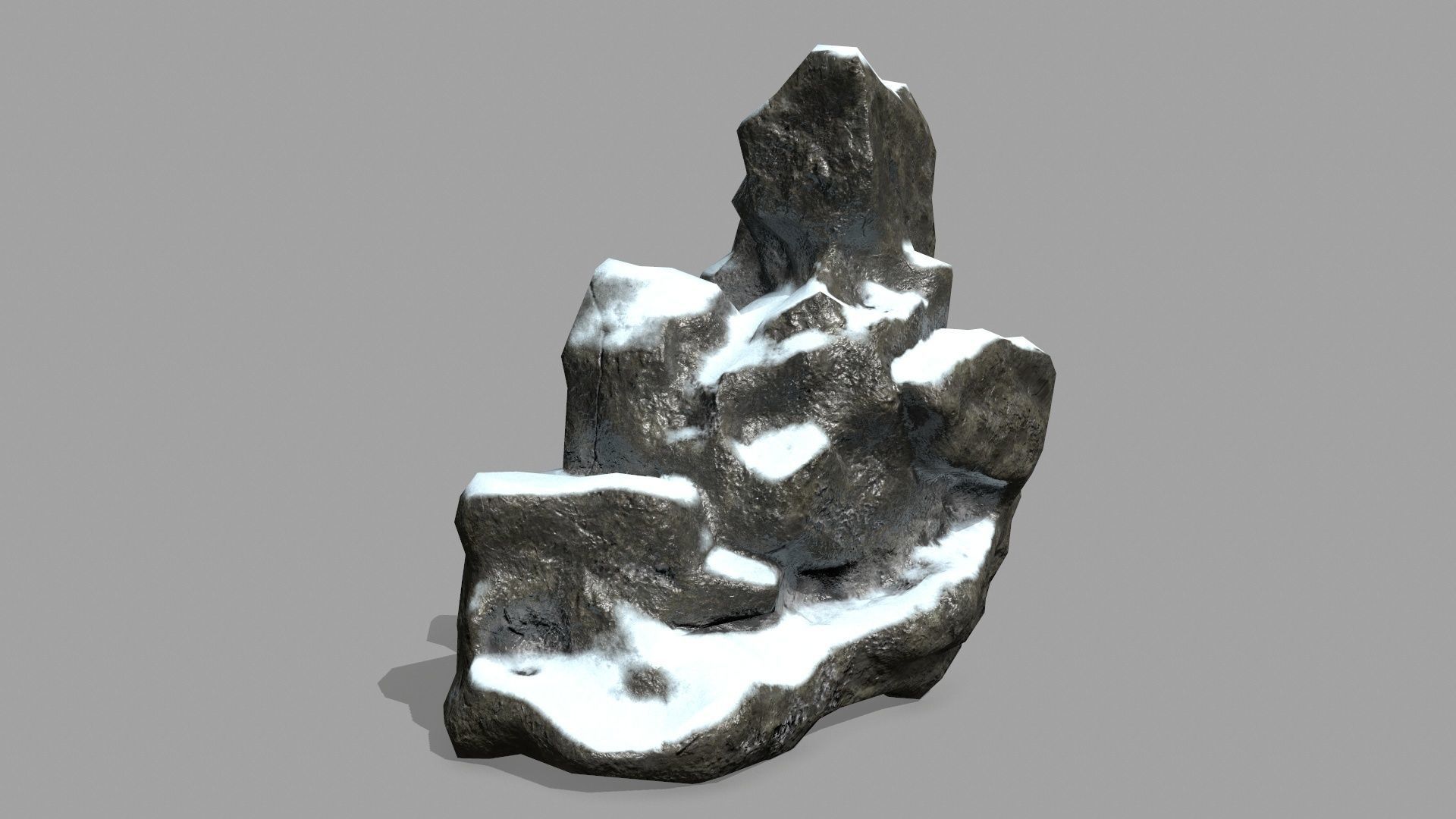 Rock Set with snow Low-poly 3D model_9