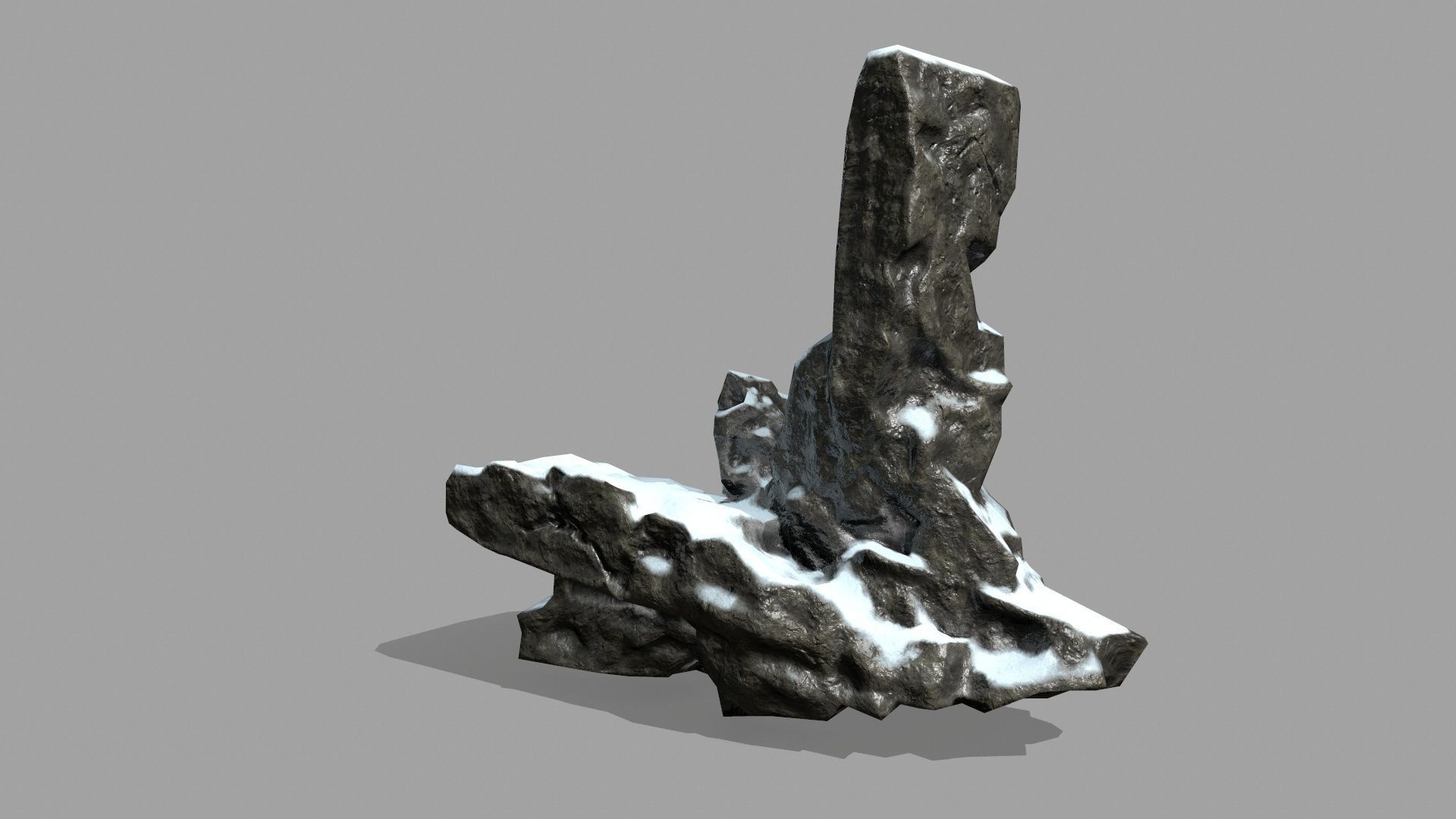 Rock Set with snow Low-poly 3D model_6