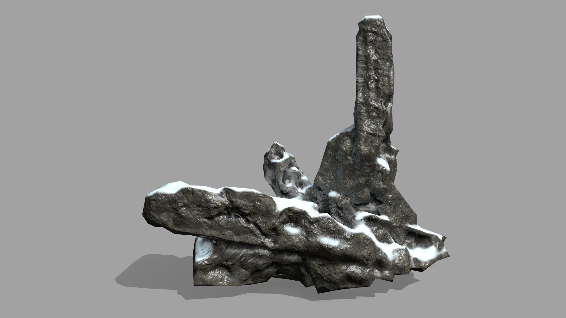 Rock Set with snow Low-poly 3D model_7
