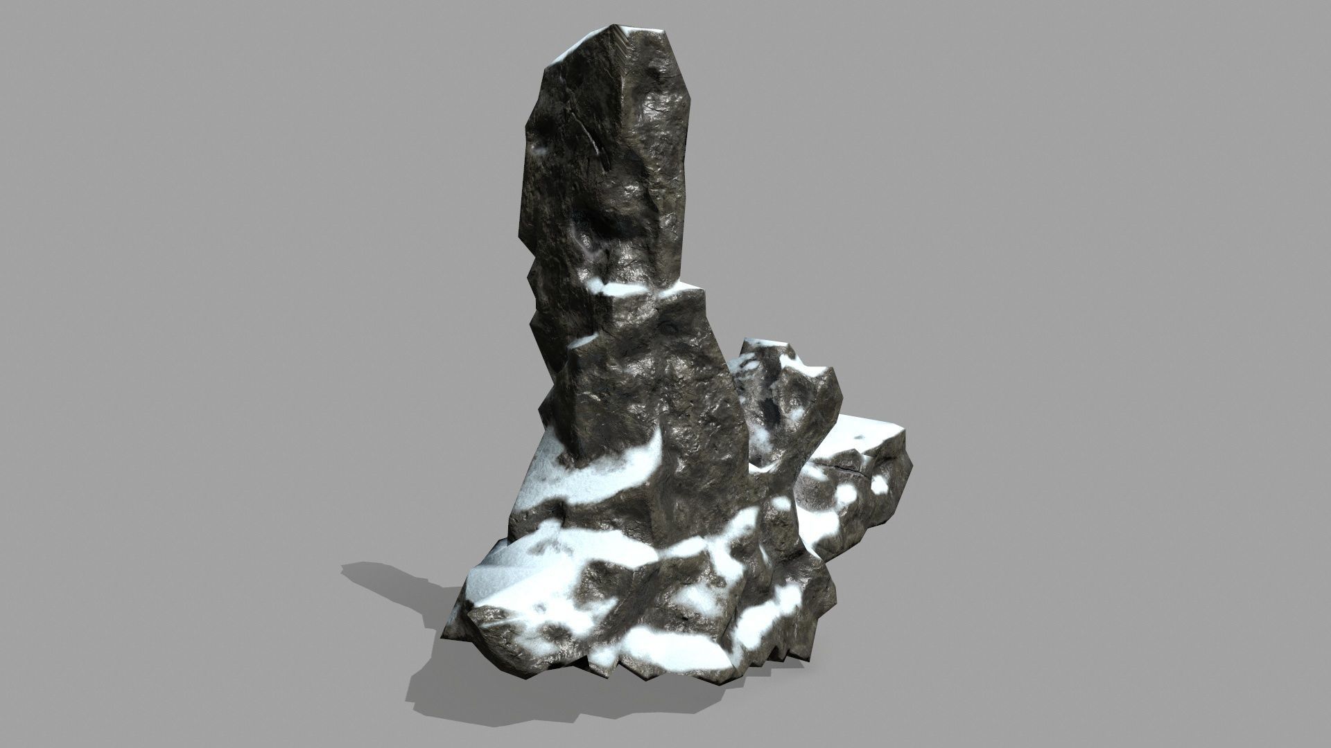 Rock Set with snow Low-poly 3D model_5