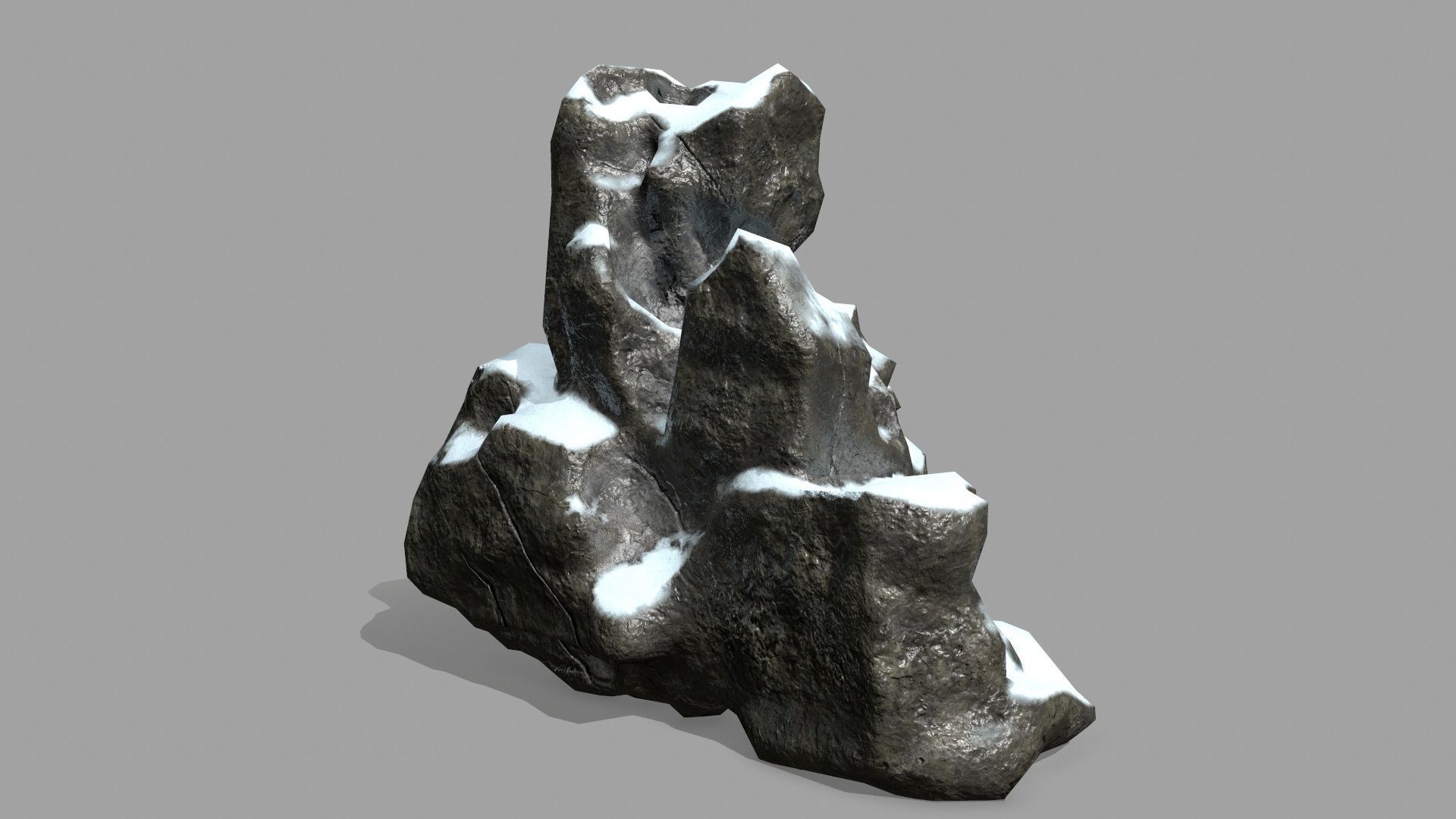 Rock Set with snow Low-poly 3D model_10