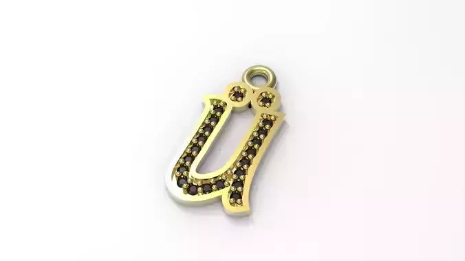 Alphabets Big Turkish U Letter Pendant