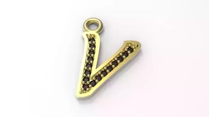 Alphabets Big V Letter Pendant