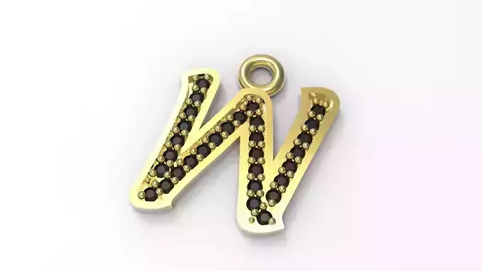 Alphabets Big W Letter Pendant