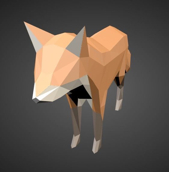 Low Poly Fox polygonal Low-poly 3D model_2