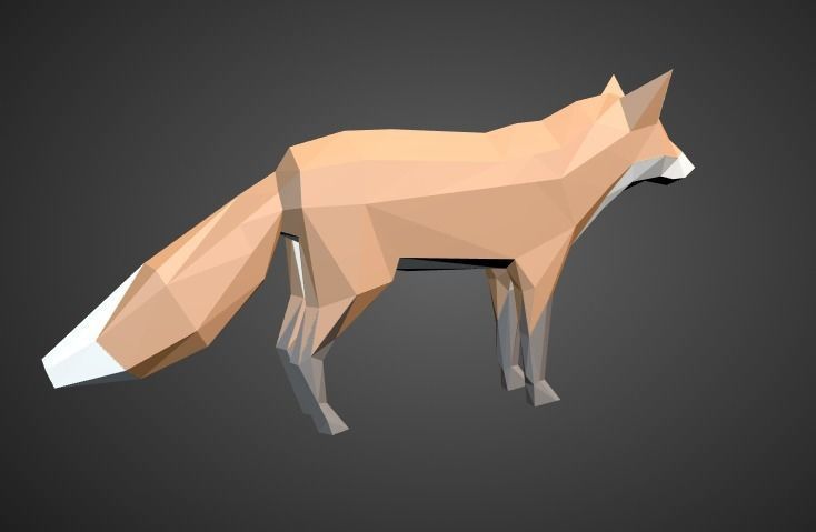 Low Poly Fox polygonal Low-poly 3D model_1