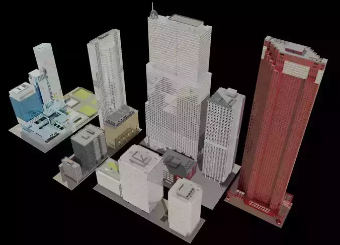 CityBlock01 buildings Low-poly 3D model