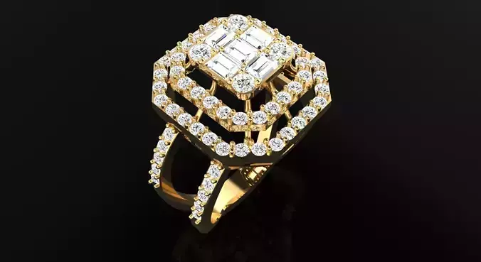 AR-DIAX-Z012 ring with baguette cut diamonds