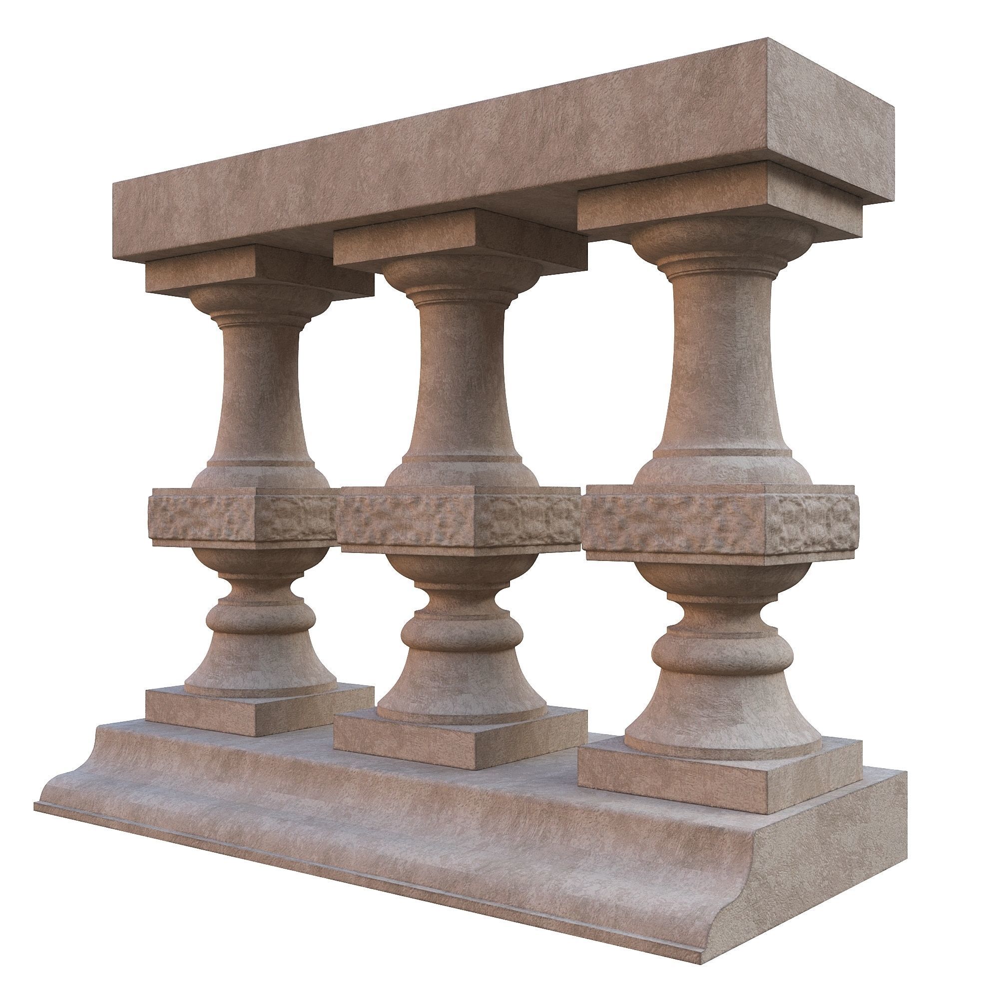 Stone balustrade 03 3D model_1