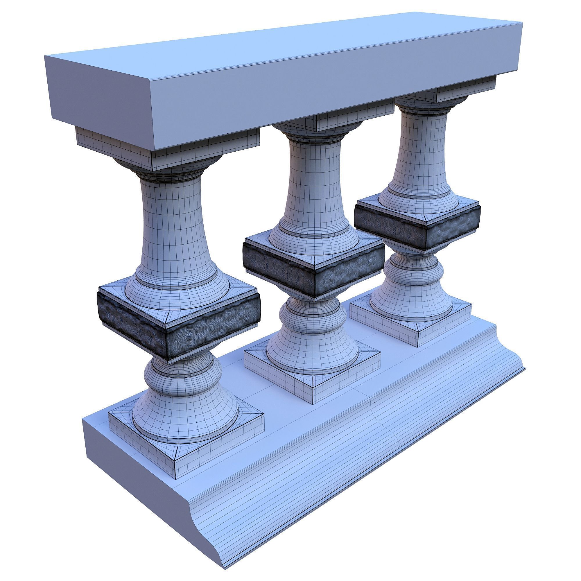 Stone balustrade 03 3D model_5