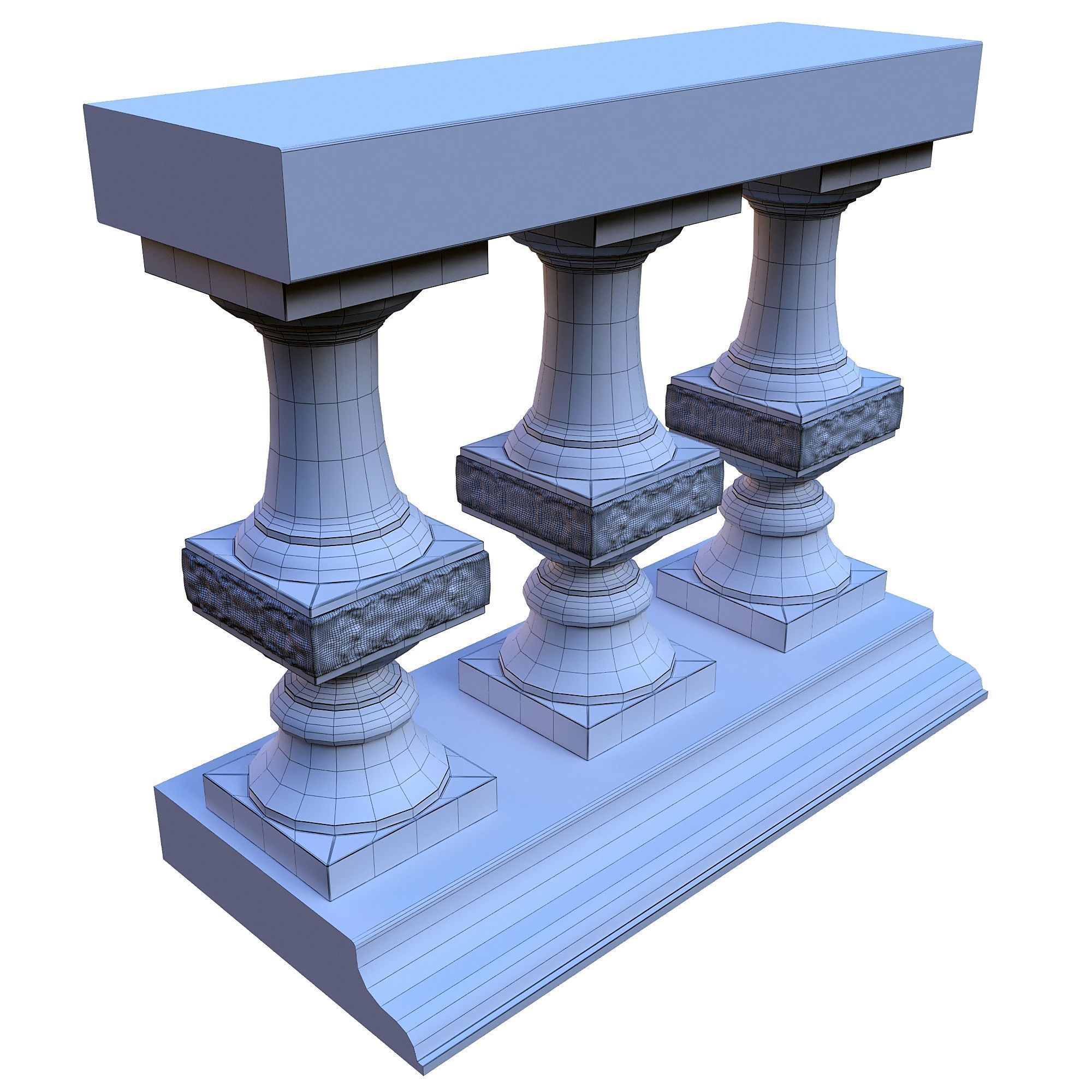 Stone balustrade 03 3D model_6