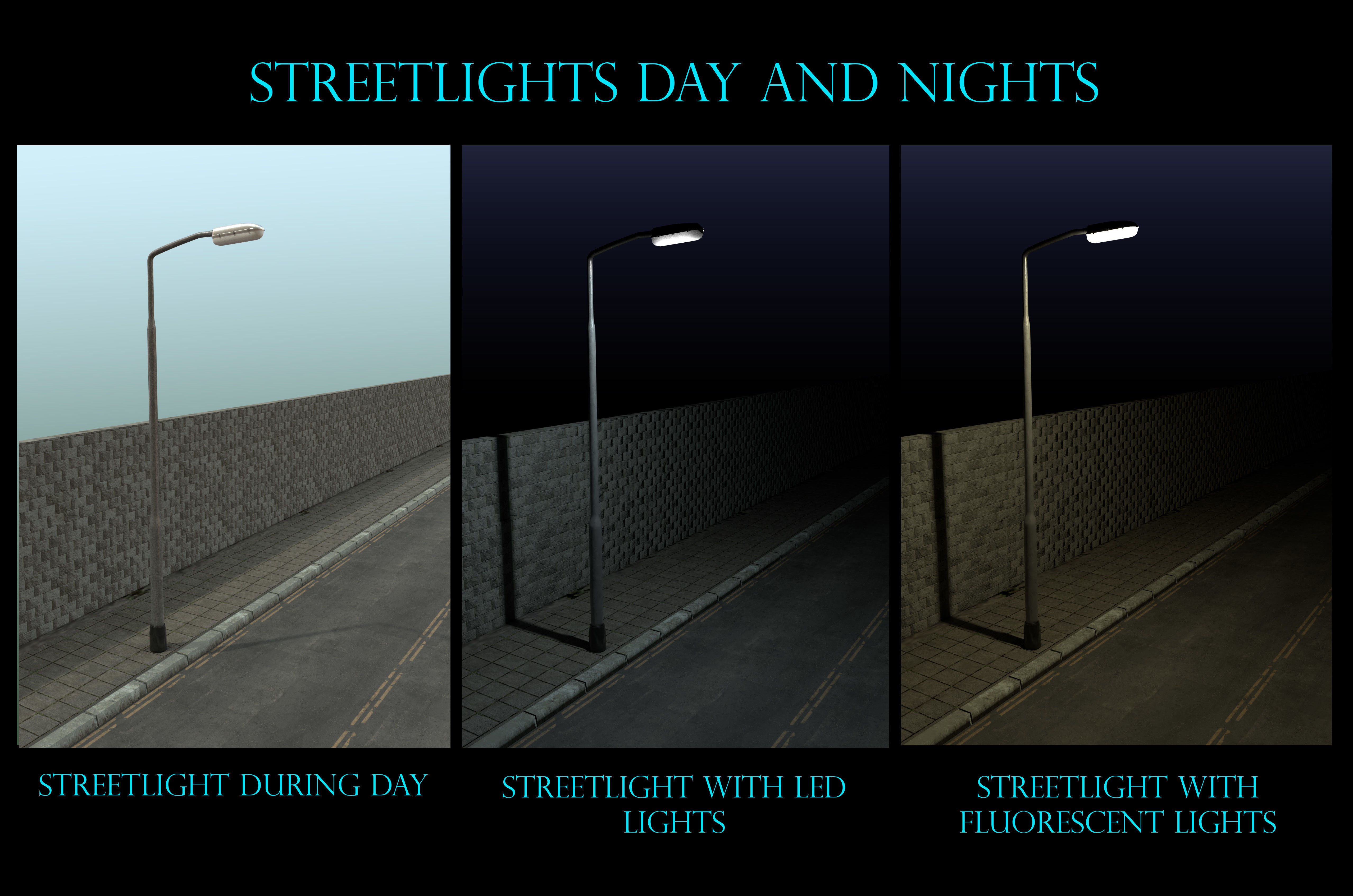 3D street light basic fixture Low-poly 3D model_3