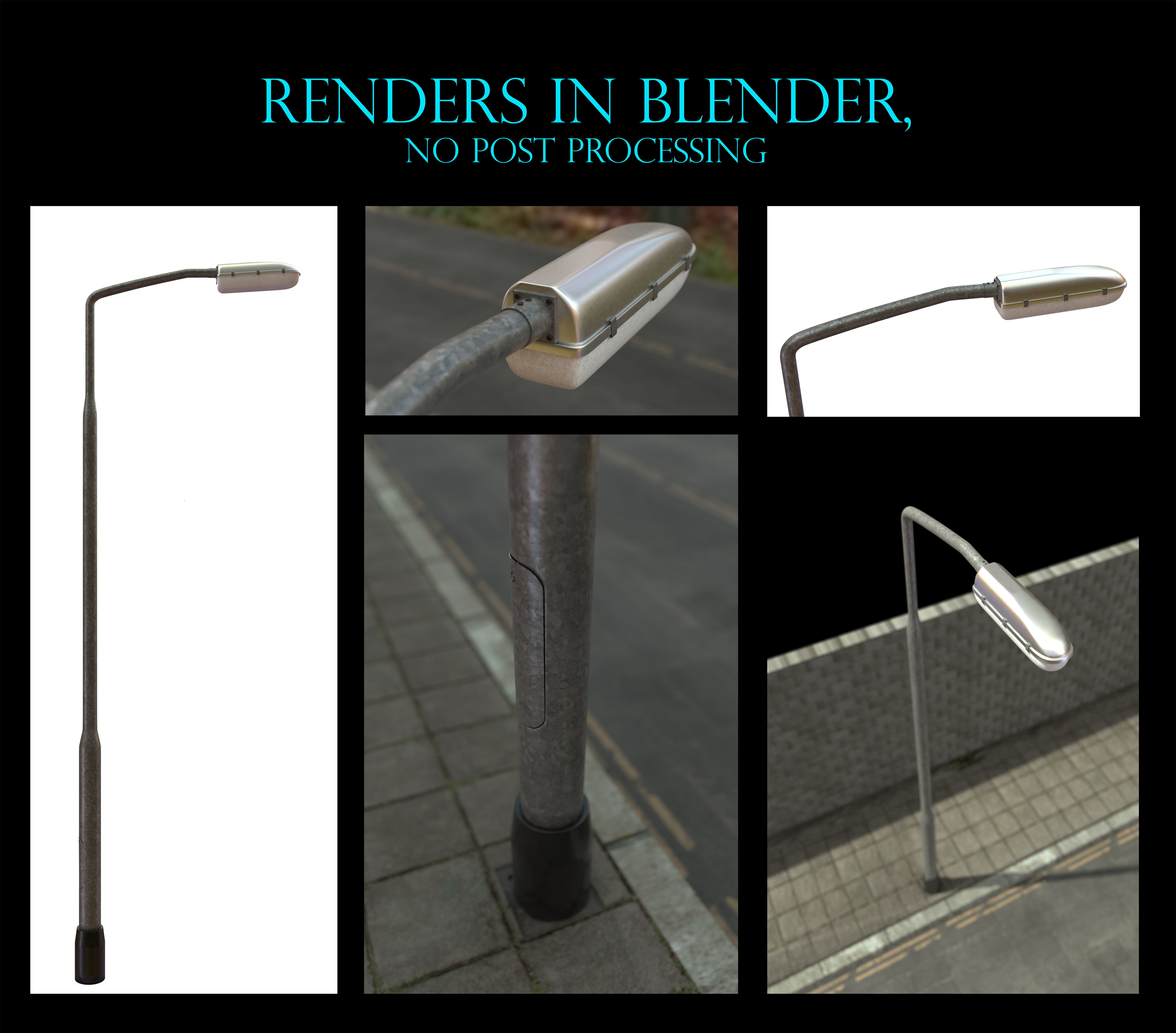 3D street light basic fixture Low-poly 3D model_1