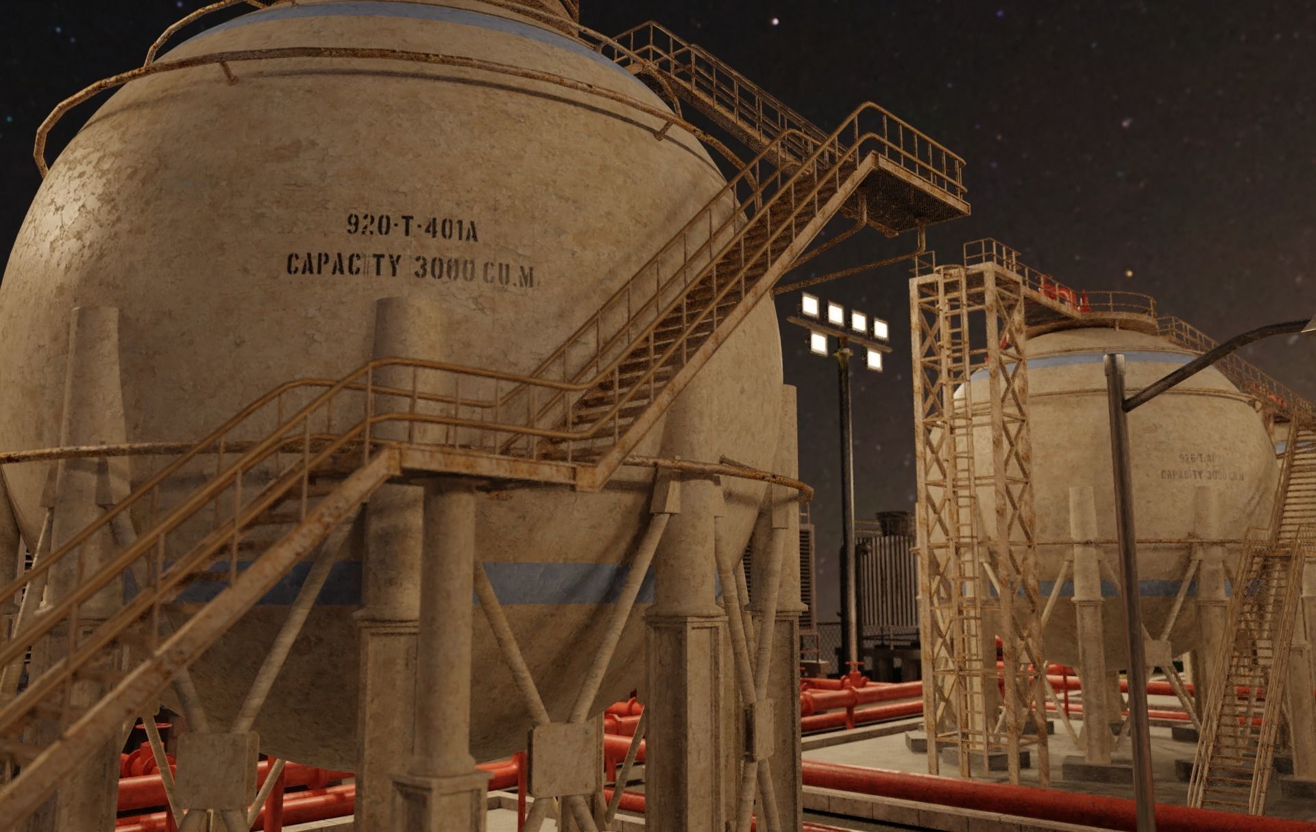 Petroleum Refinery Storage Tanks Low-poly 3D model_10