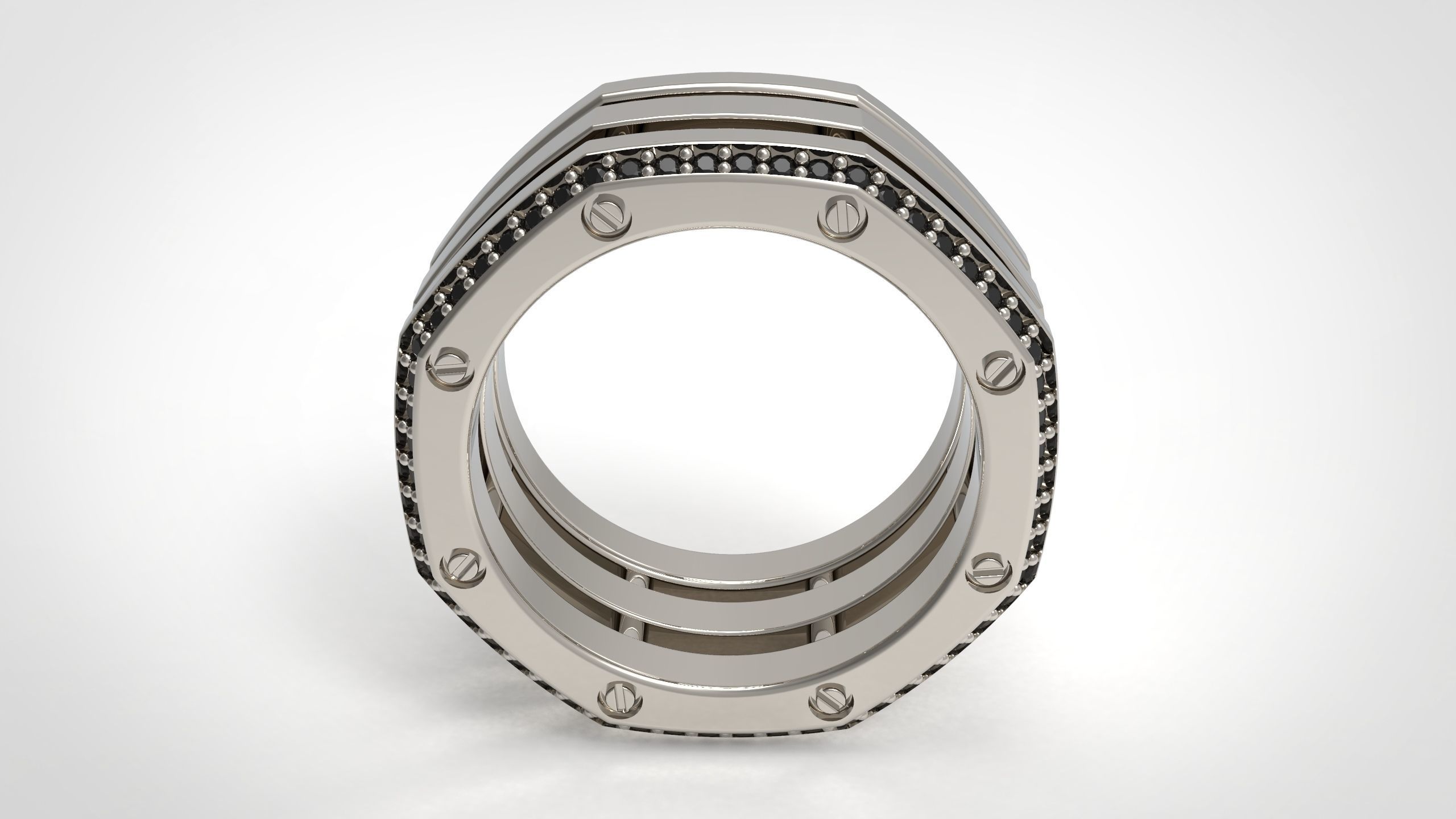 Rockford 3 Row With Diamond Rings in US 9 3D print model_3