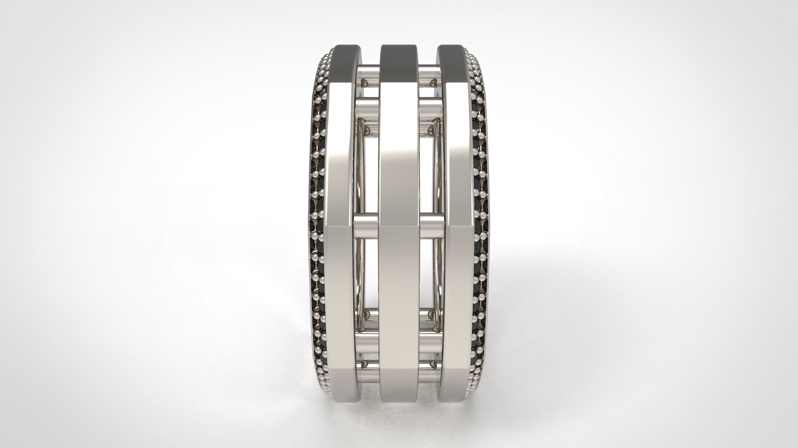 Rockford 3 Row With Diamond Rings in US 9 3D print model_2