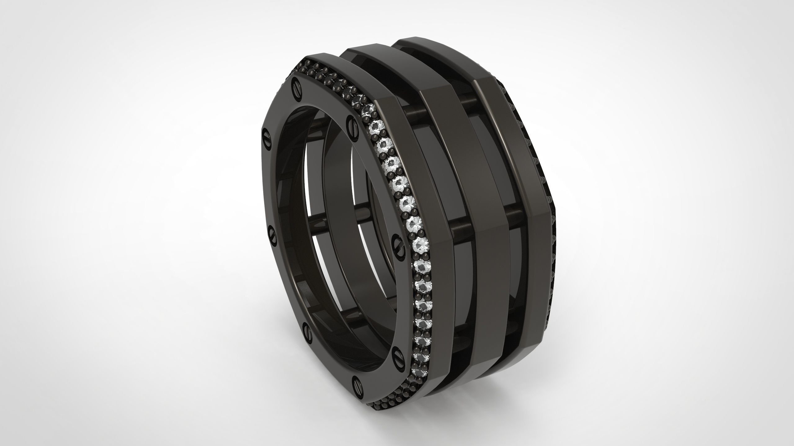 Rockford 3 Row With Diamond Rings in US 9 3D print model_4