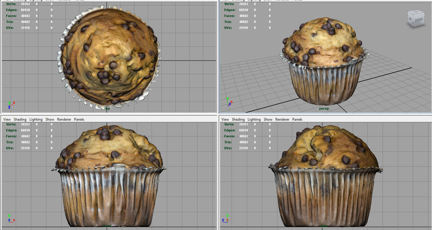 Chocolate chip Cupcake Low-poly 3D model_5