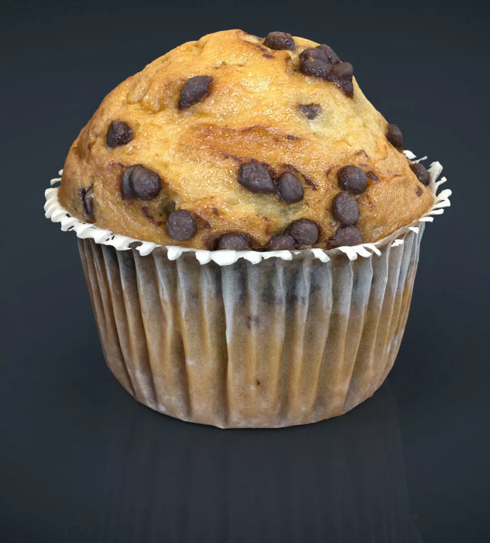Chocolate chip Cupcake Low-poly 3D model_0