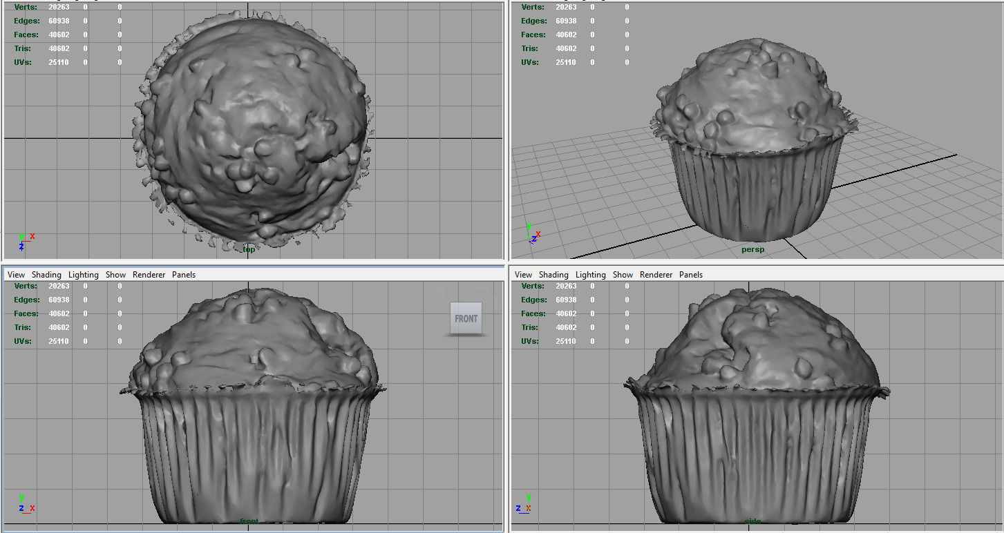 Chocolate chip Cupcake Low-poly 3D model_6