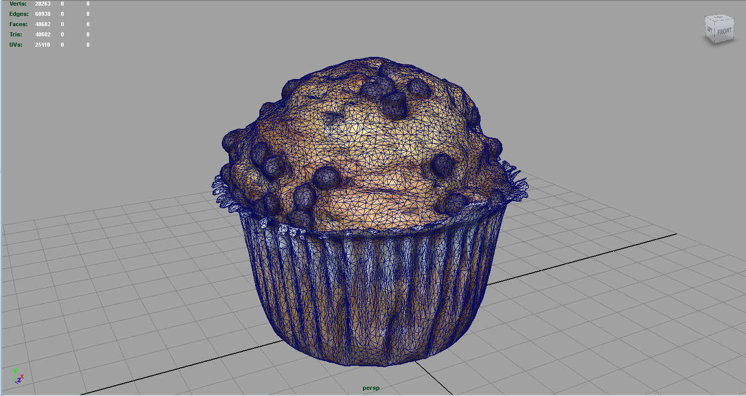 Chocolate chip Cupcake Low-poly 3D model_2
