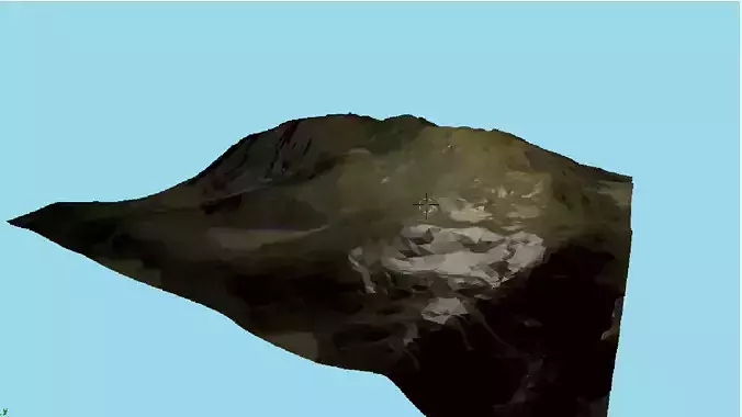 Low-poly terrain mountain with lake in middle
