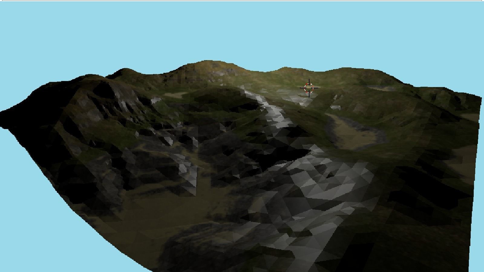 Low-poly terrain mountain with lake in middle Low-poly 3D model_3
