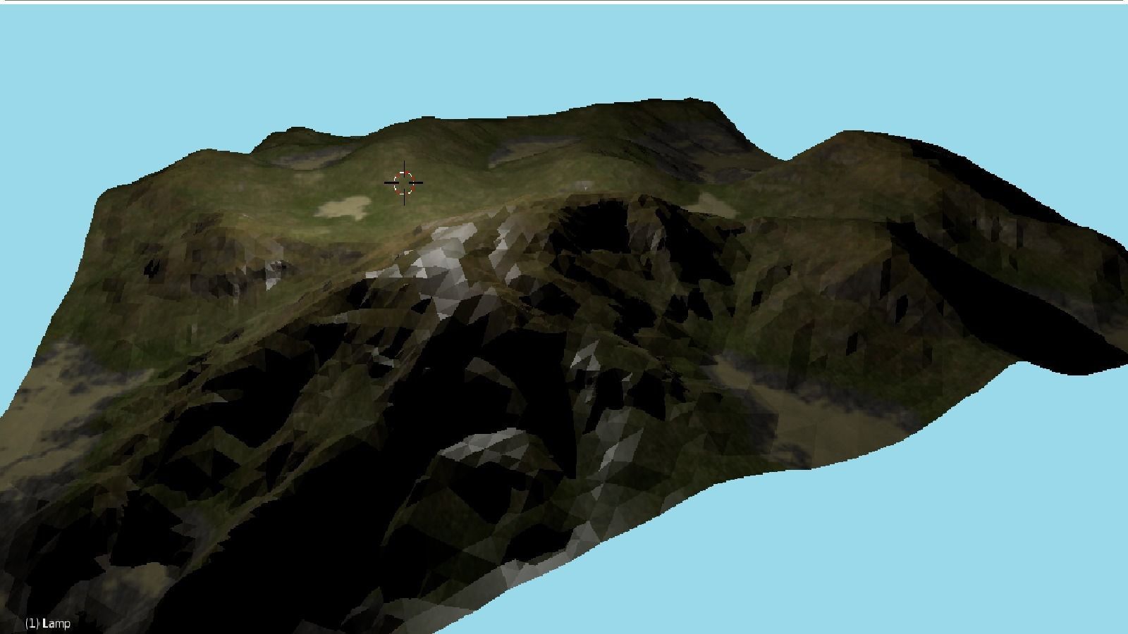 Low-poly terrain mountain with lake in middle Low-poly 3D model_1
