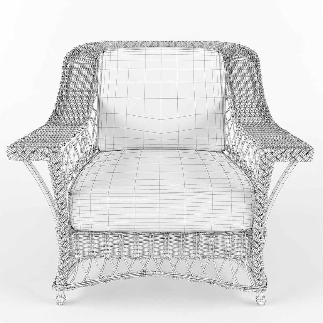 wicker armchair 3D model_3
