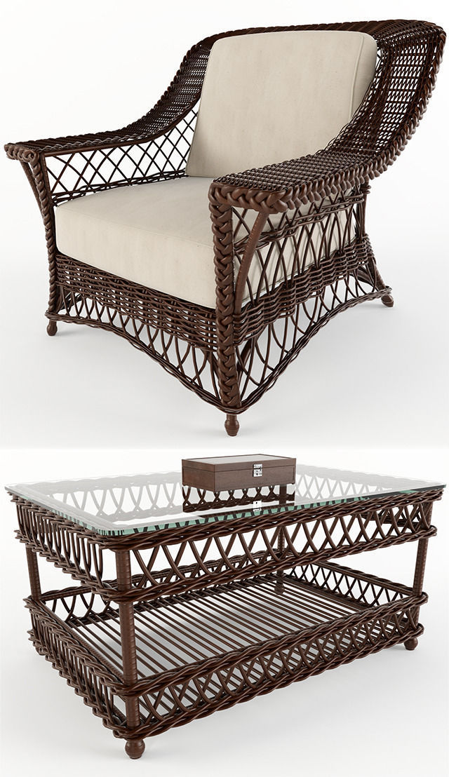 wicker armchair 3D model_1