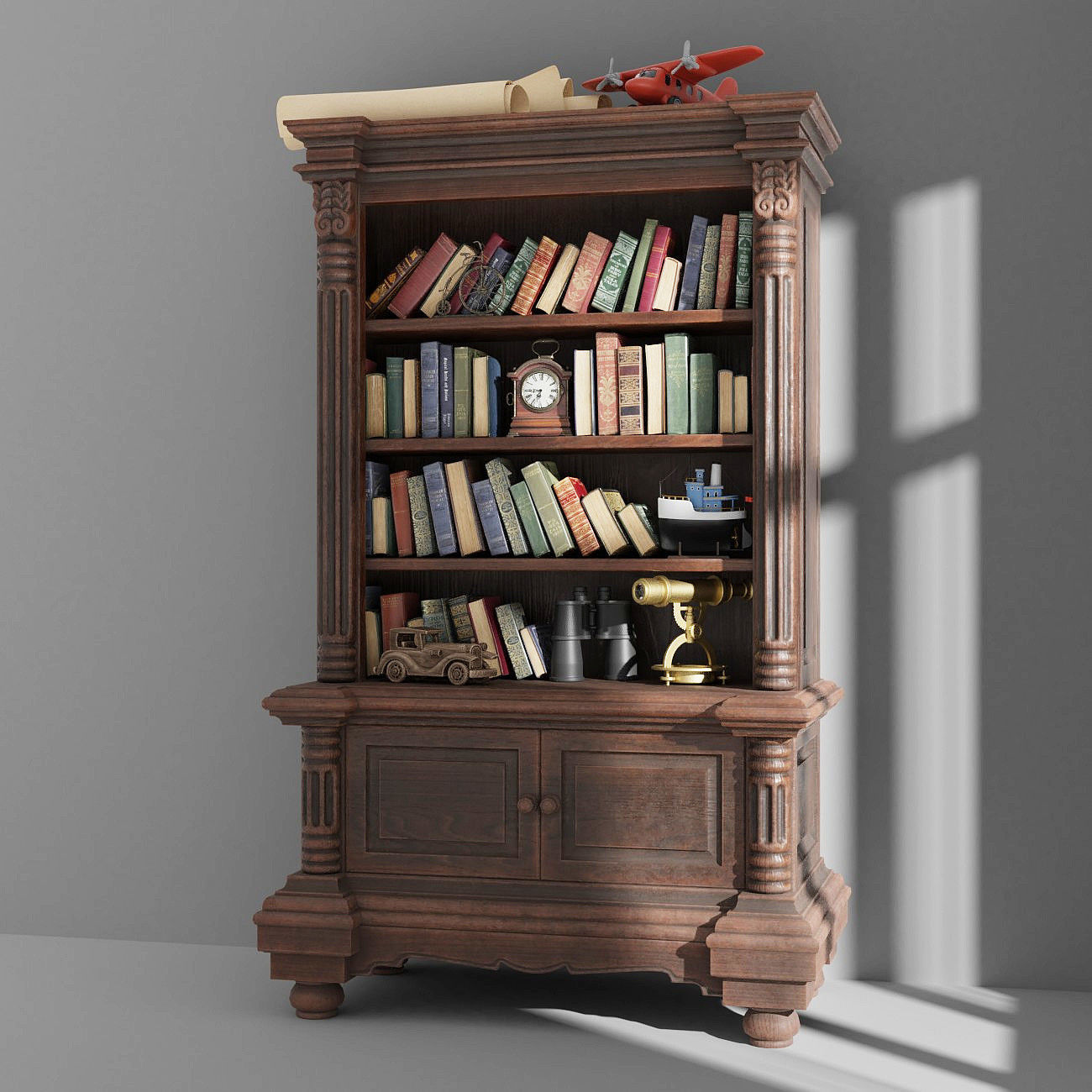 Bookcase diorama 3D model_1