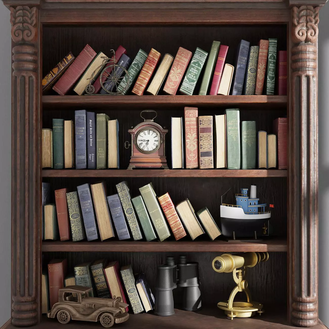 Bookcase diorama 3D model_0