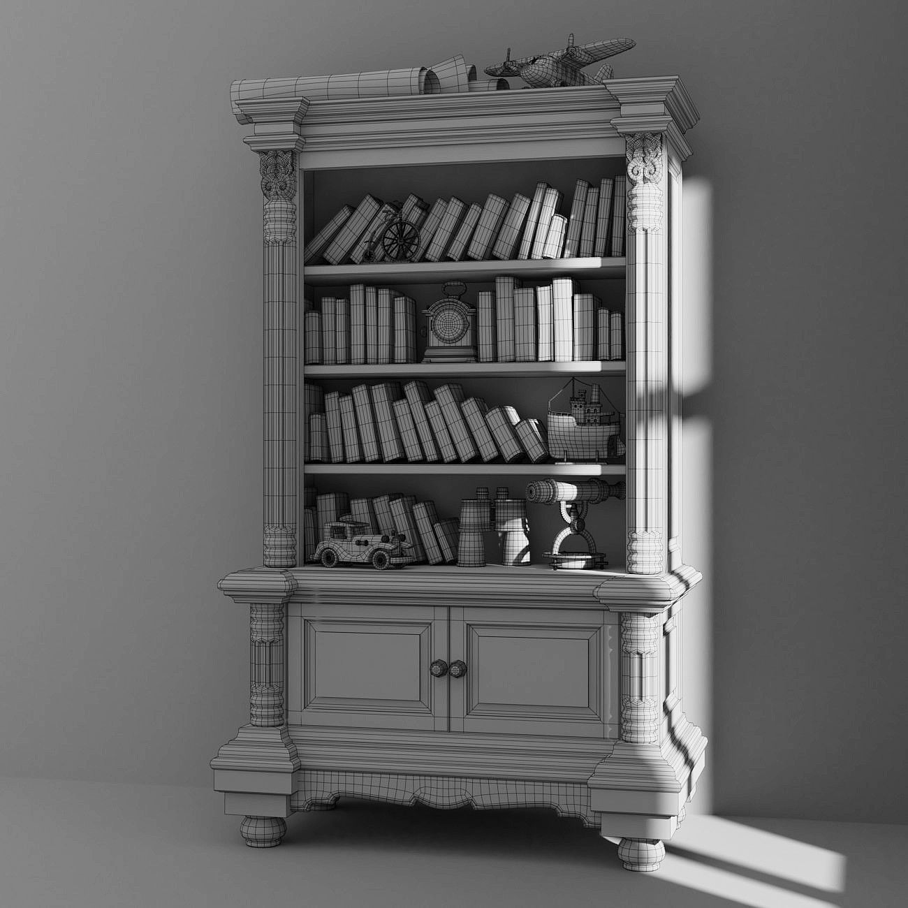 Bookcase diorama 3D model_3