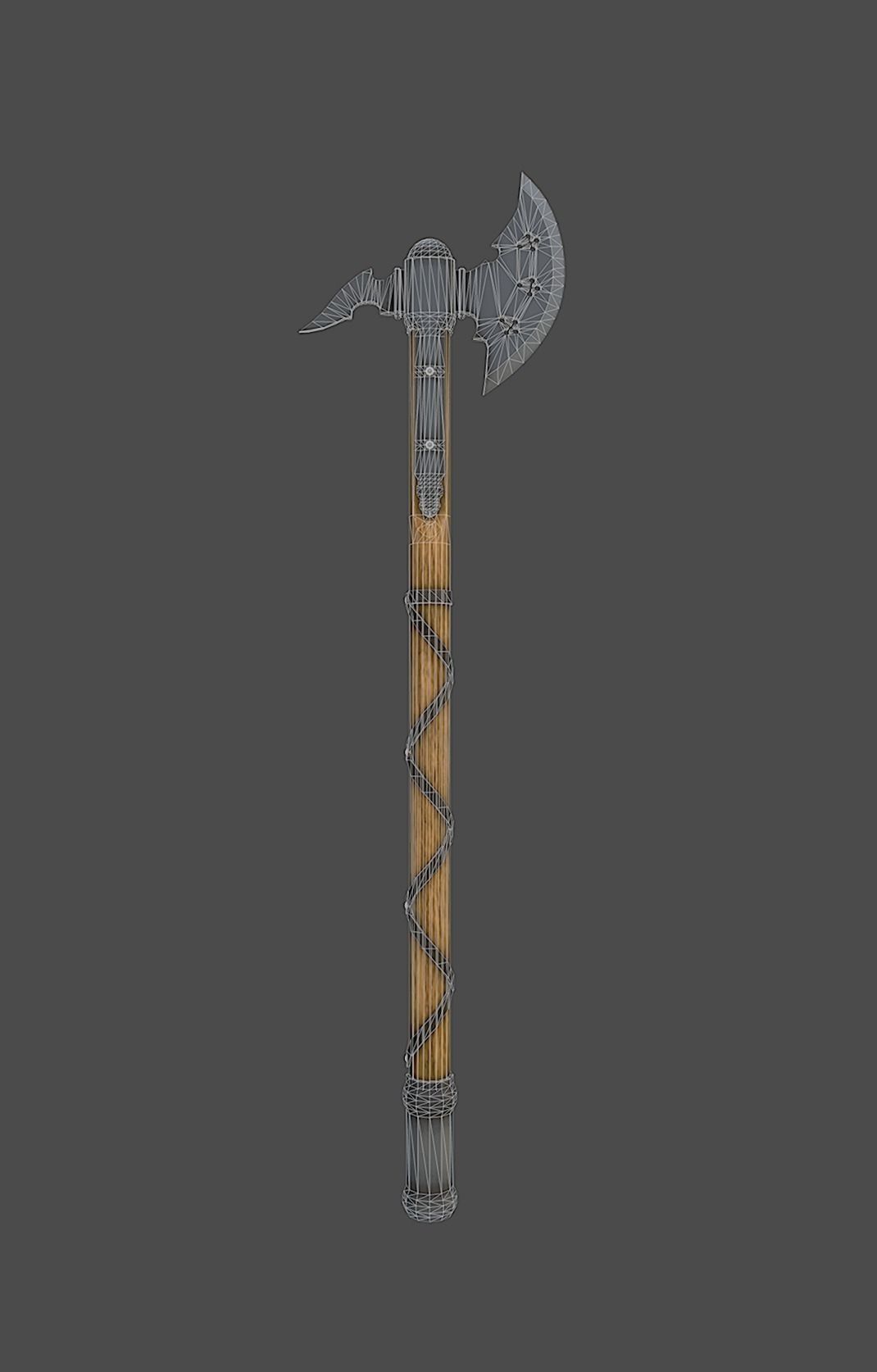 Knight axe Low-poly 3D model_3