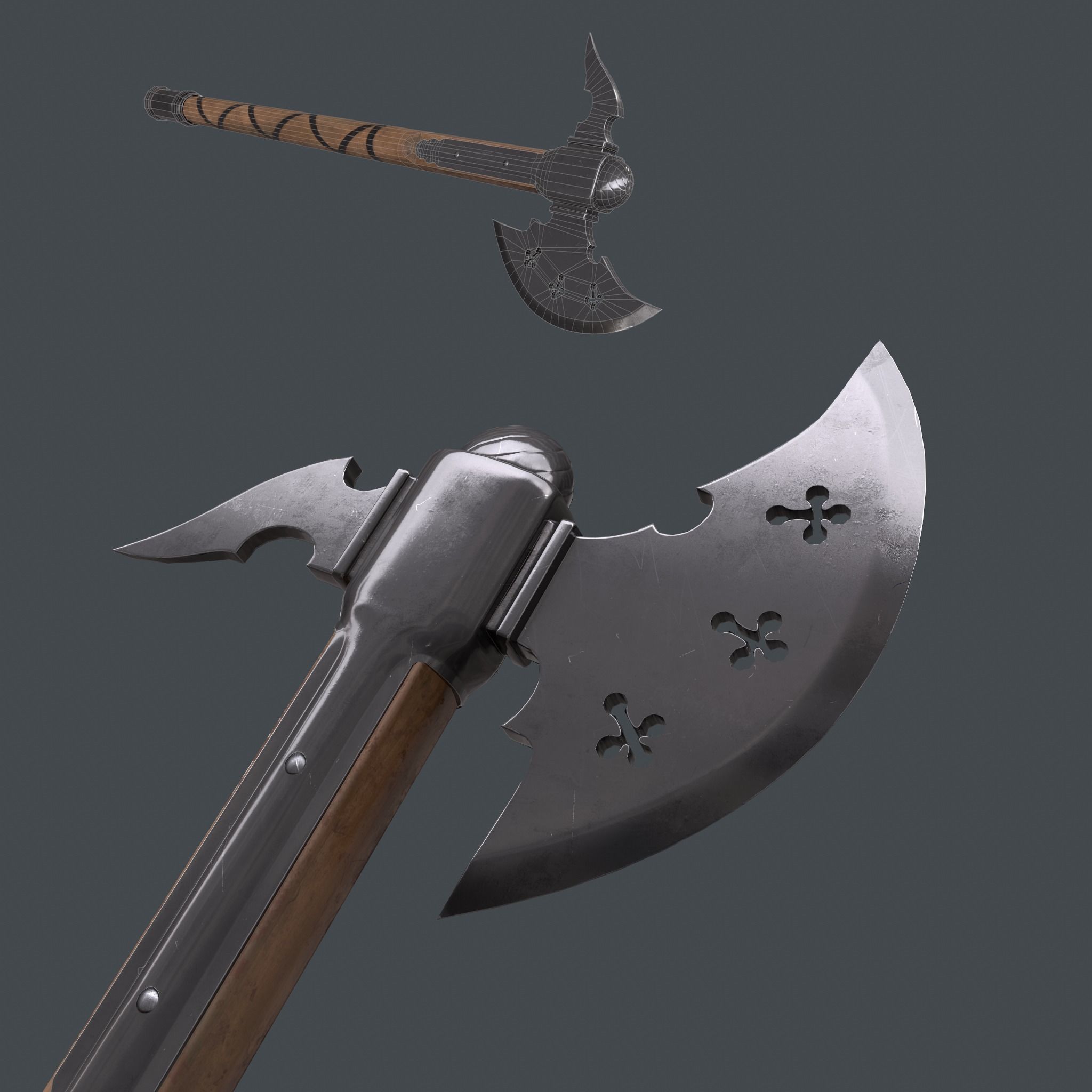 Knight axe Low-poly 3D model_12