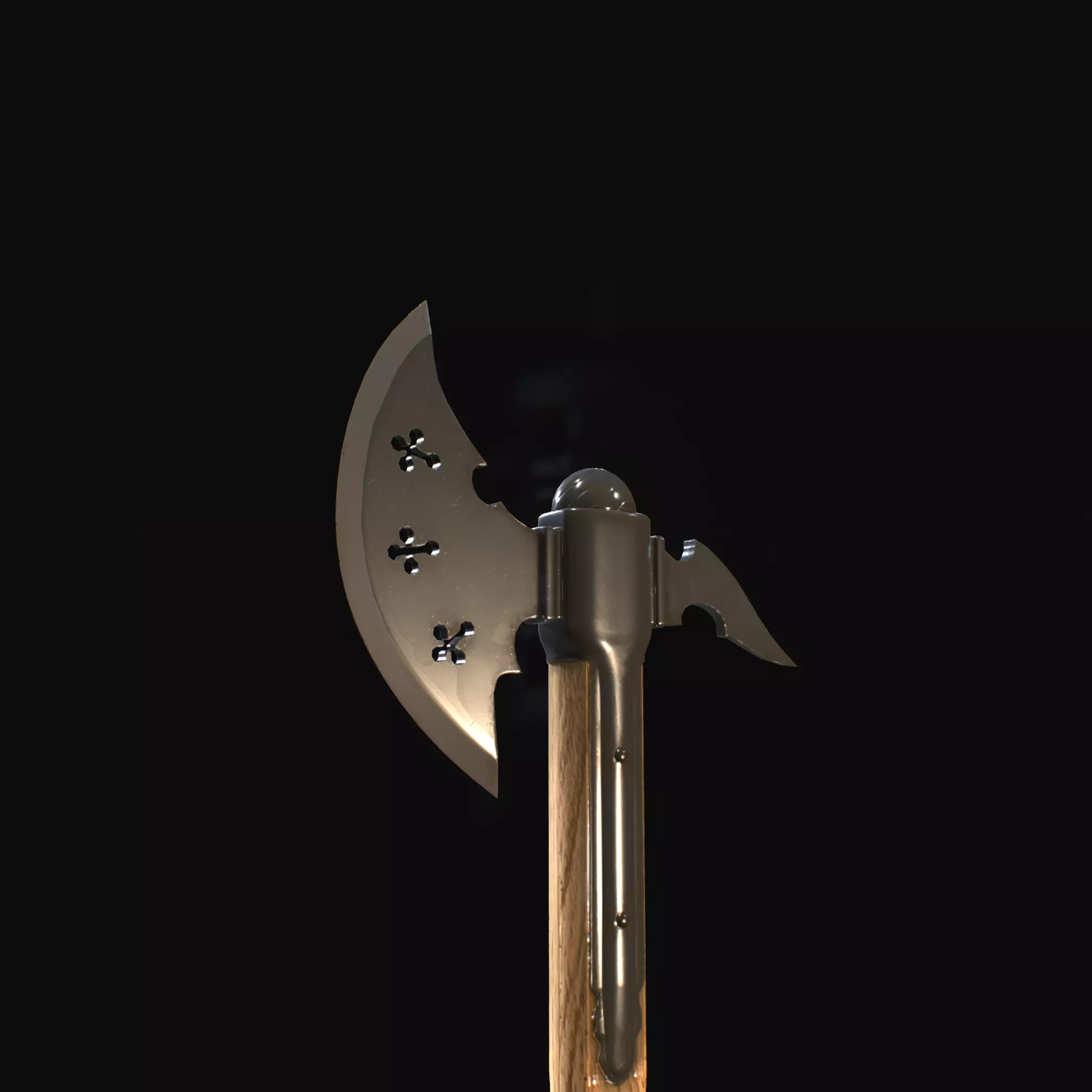 Knight axe Low-poly 3D model_0