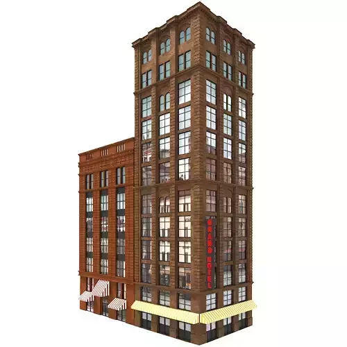 hotelbuilding brick building with windows and balconies